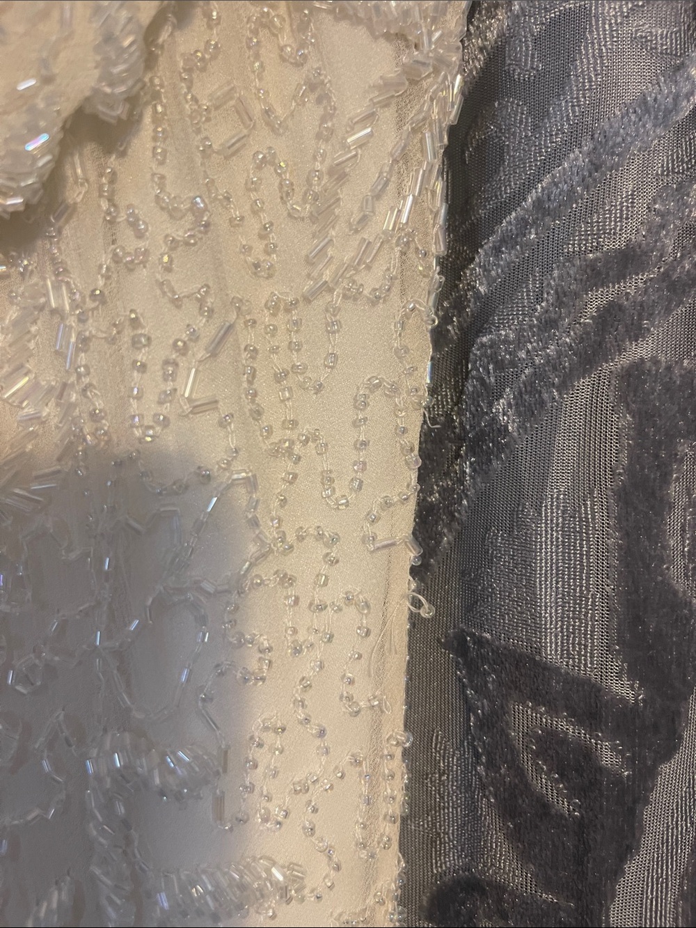 Elegant Scala Ivory Beaded Slip Dress - Women's Formal Evening or Wedding Gown - Picture 8 of 13